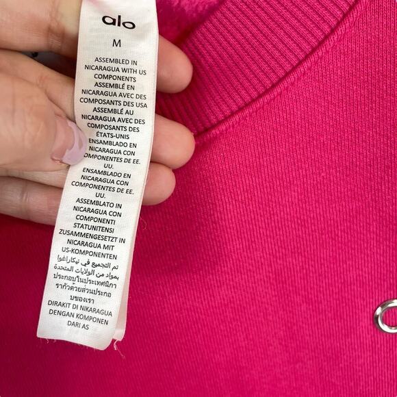 Alo Yoga Accolade Logo Crew Neck Pullover Sweatshirt Pink Summer Crush Size M - Picture 5 of 8